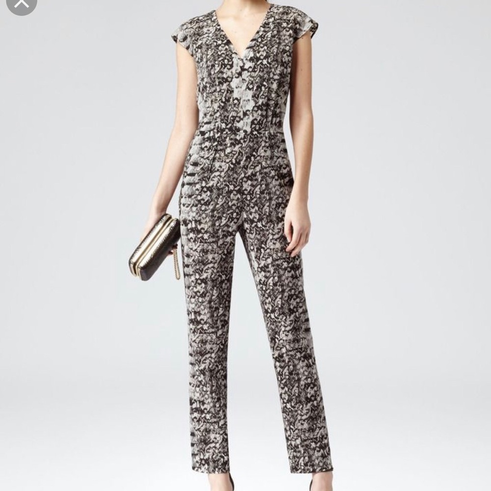 Lk NEW black cream REISS Monica jump suit size 8